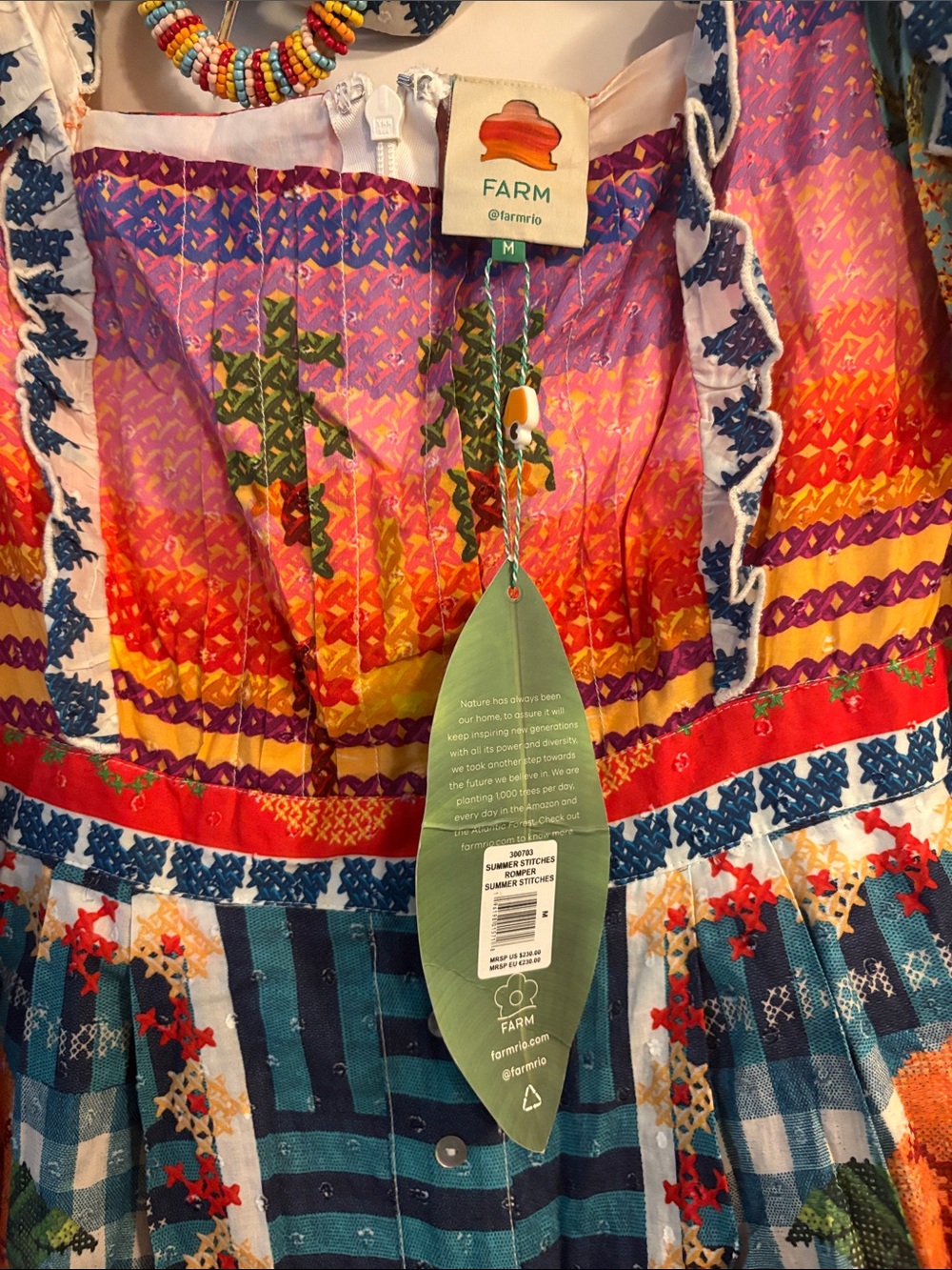FARM Rio Bright Multicolor Floral Patchwork Romper - Picture 2 of 12